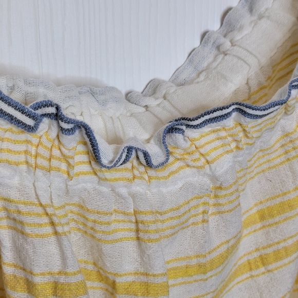 Lemlem Alfie One Shoulder Top M Yellow Striped - Picture 3 of 6